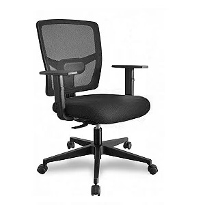 Cadeira Diretora Strike c/ apoio lombar e braços reguláveis encosto tela